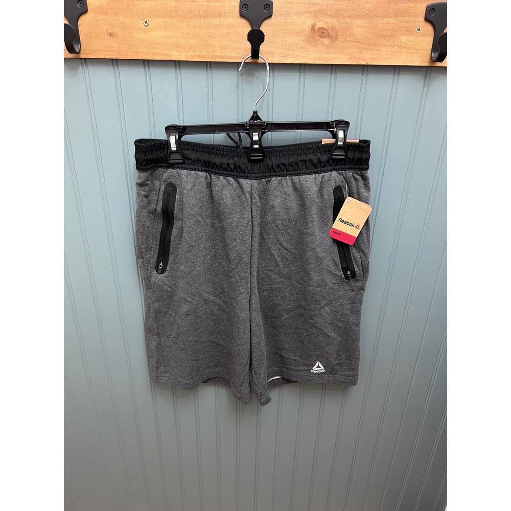 Reebok Men's Charcoal Heather Training Shorts Size M with Zipper Pockets